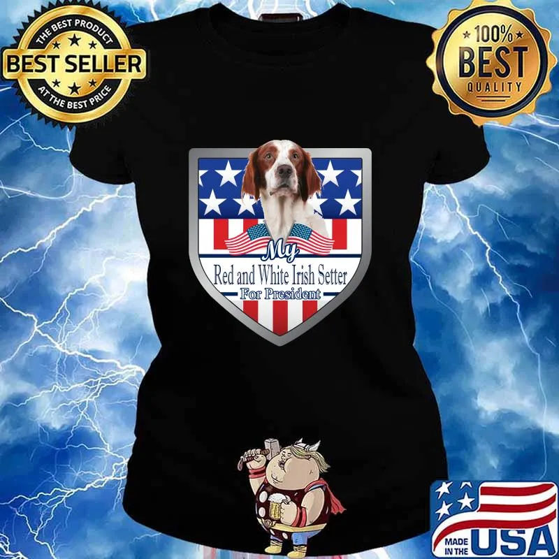 My Red And White Irish Setter For President 2020 American Flag Shirt Ladies tee