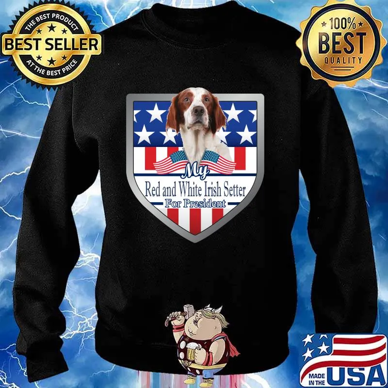 My Red And White Irish Setter For President 2020 American Flag Shirt Sweater