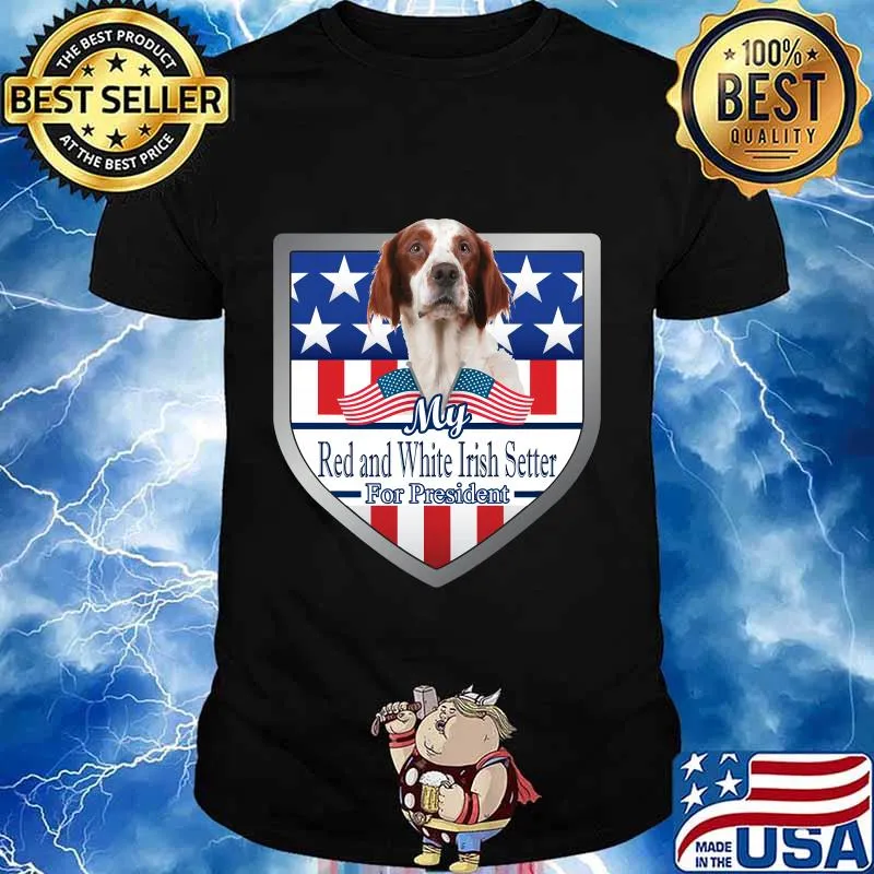 My Red And White Irish Setter For President 2020 American Flag Shirt
