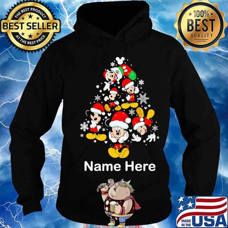 Name Here Christmas Tree Mickey Disney Xmas Shirt Hoodie