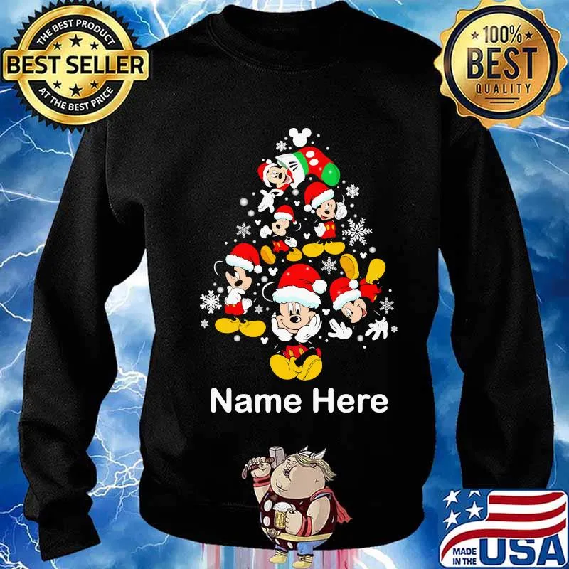 Name Here Christmas Tree Mickey Disney Xmas Shirt Sweater