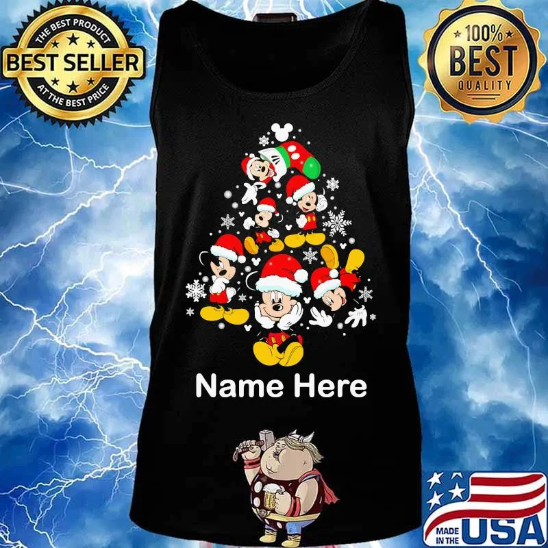 Name Here Christmas Tree Mickey Disney Xmas Shirt Tank top