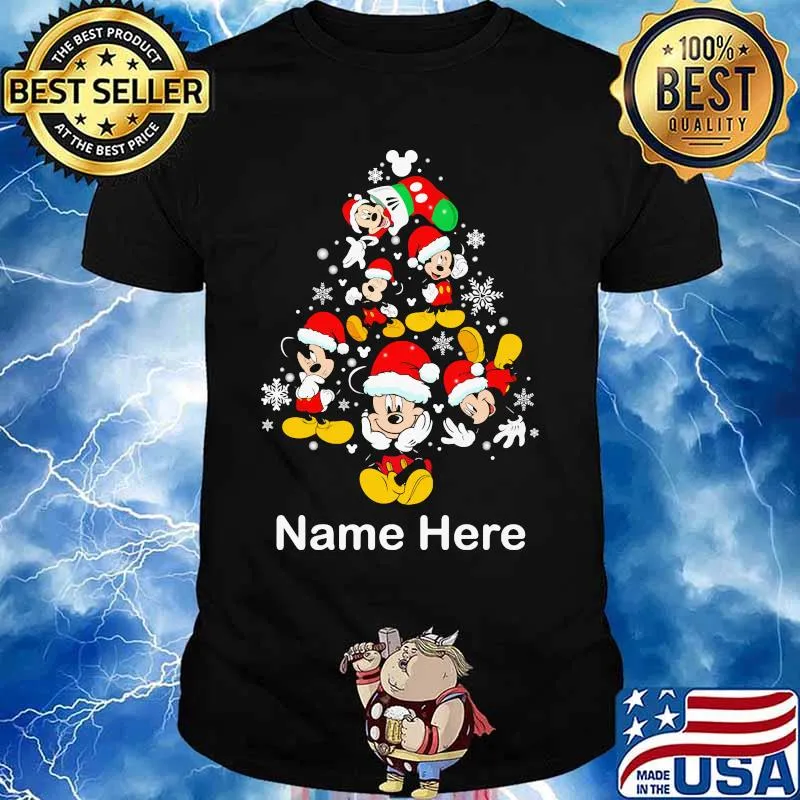 Name Here Christmas Tree Mickey Disney Xmas Shirt