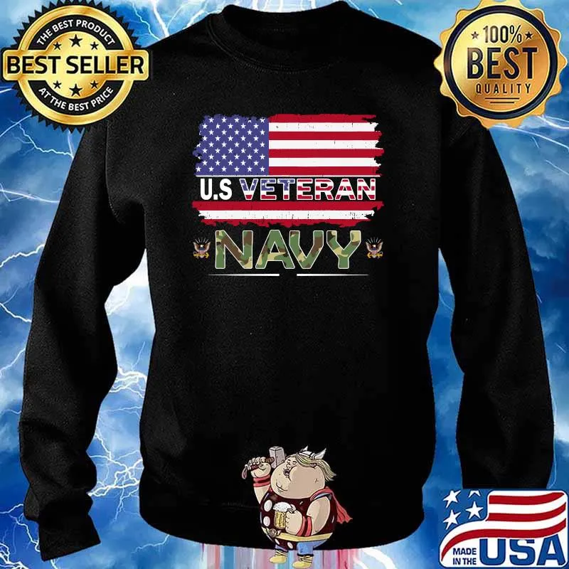Navy Us Veteran American Flag Shirt Sweater
