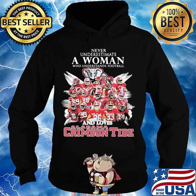 Never Underestimate A Woman Who Understands Football And Loves Alabama Crimson Tide Symbol Elephant Shirt Hoodie