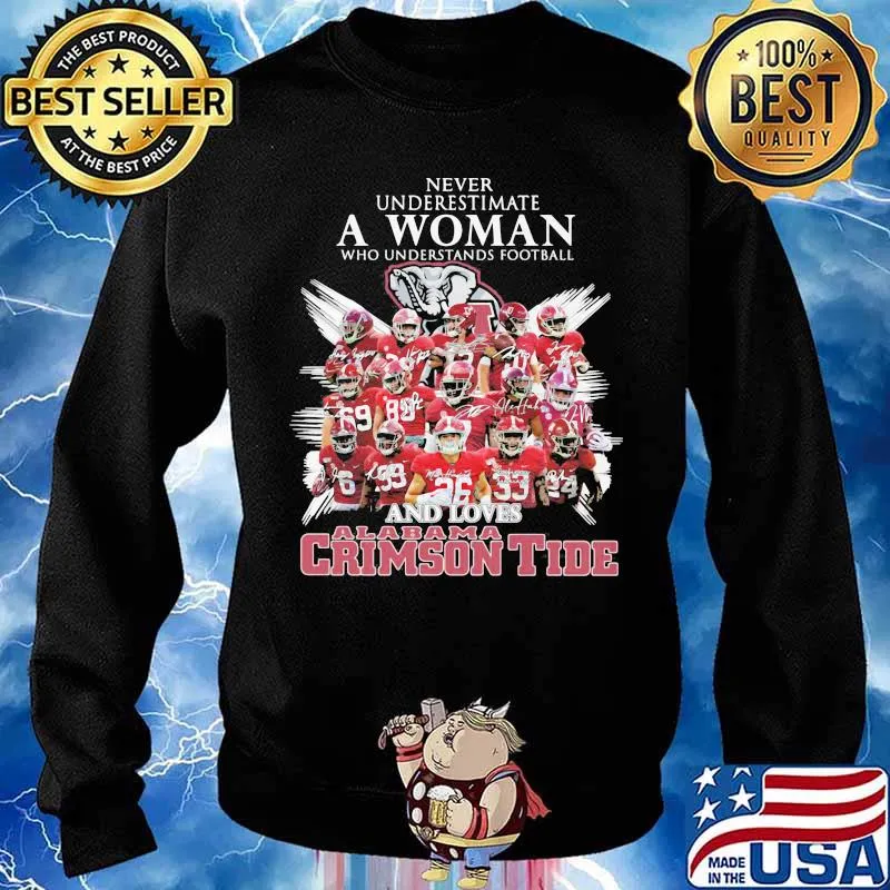 Never Underestimate A Woman Who Understands Football And Loves Alabama Crimson Tide Symbol Elephant Shirt Sweater