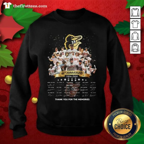 Nice Baltimore Orioles 66th Anniversary 1954 2020 Thank You For The Memories Signatures Shirt - Image 2