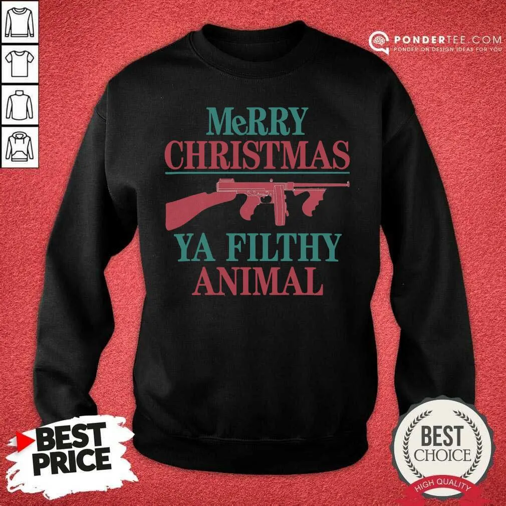 Nice Merry Christmas Ya Filthy Animal Gun Shirt - Image 4
