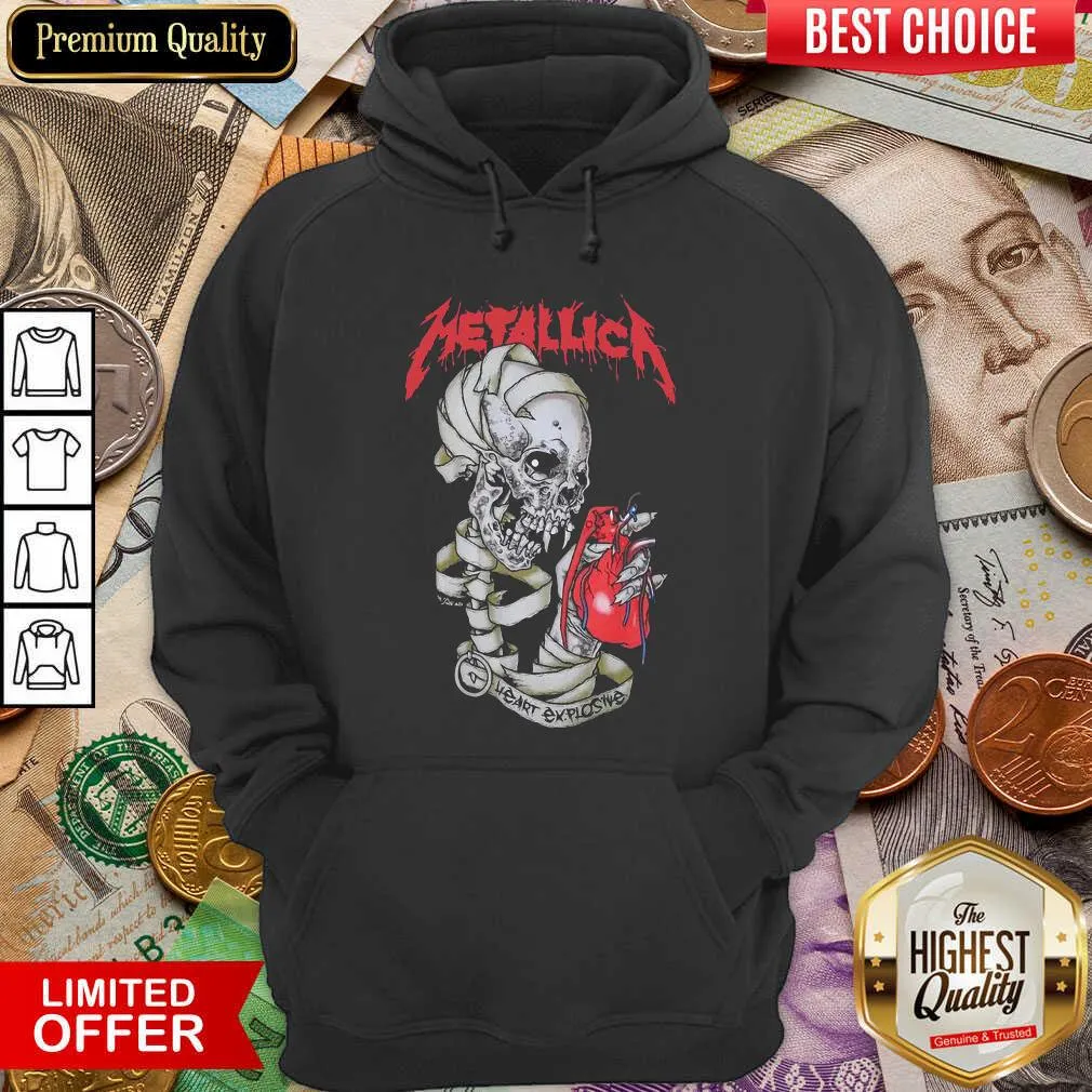 Nice Skull Metallica Heart Explosive Shirt - Image 4