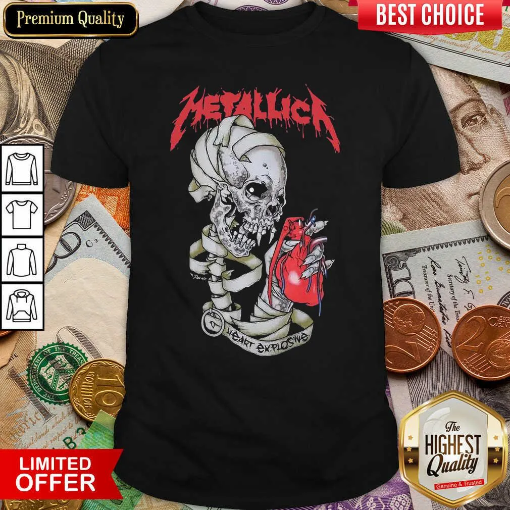 Nice Skull Metallica Heart Explosive Shirt