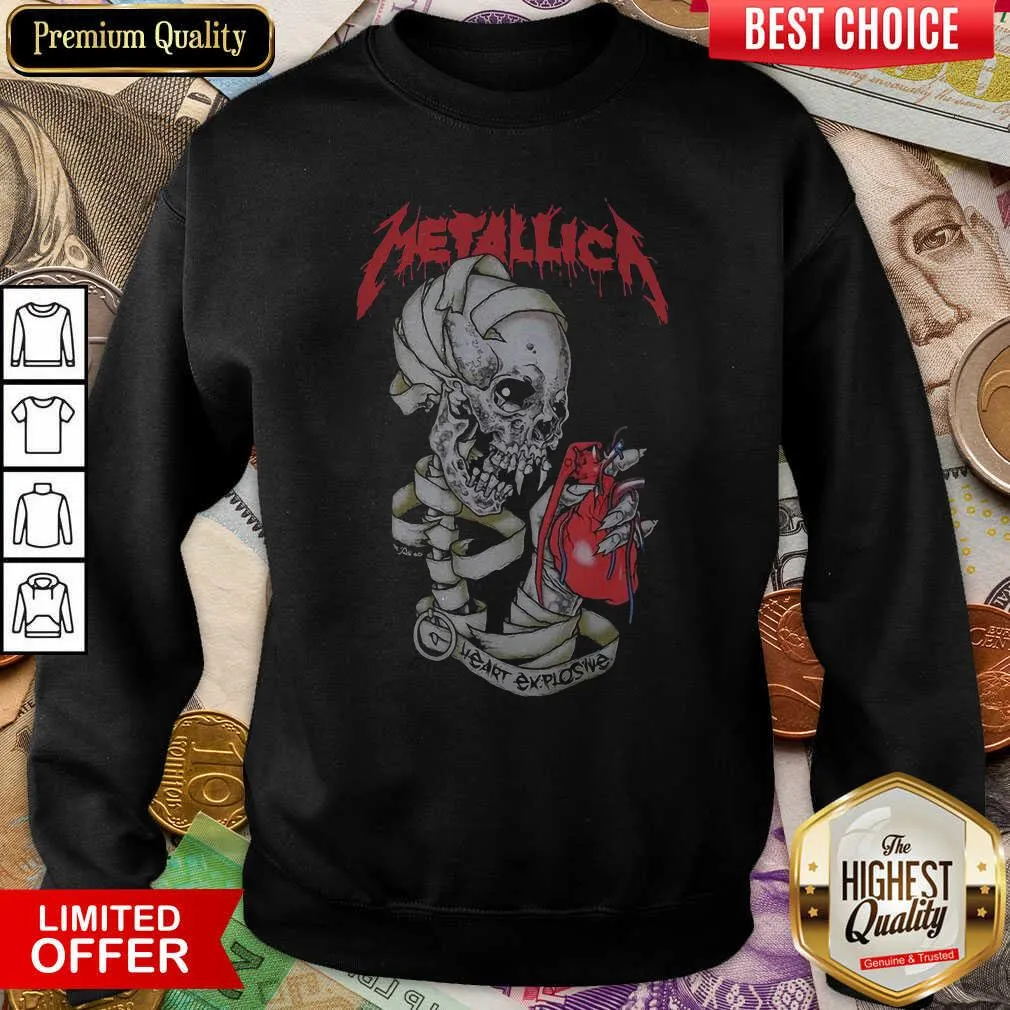 Nice Skull Metallica Heart Explosive Shirt - Image 3