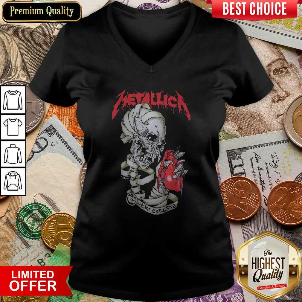 Nice Skull Metallica Heart Explosive Shirt - Image 5