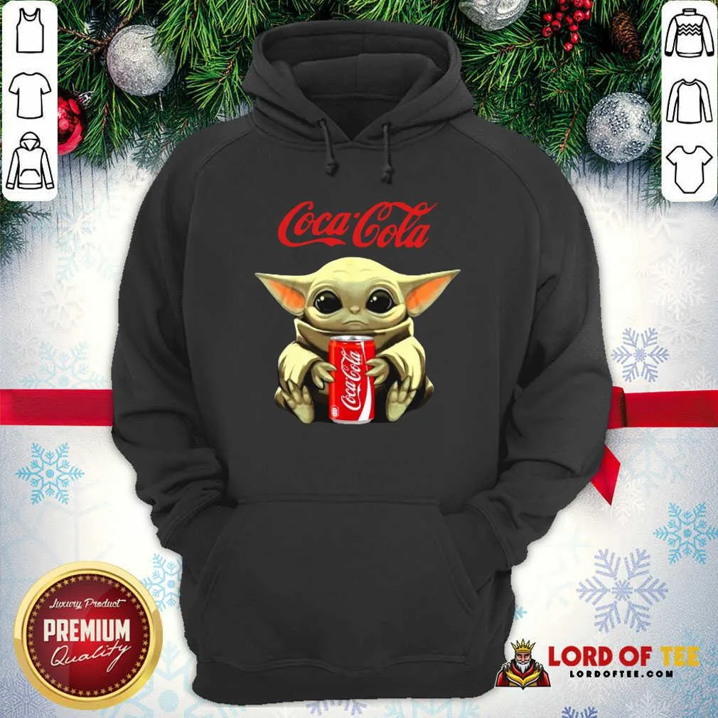 Nice Star Wars Baby Yoda Hugs Coca Cola Soft Drink Shirt - Image 2