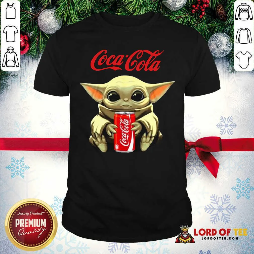 Nice Star Wars Baby Yoda Hugs Coca Cola Soft Drink Shirt