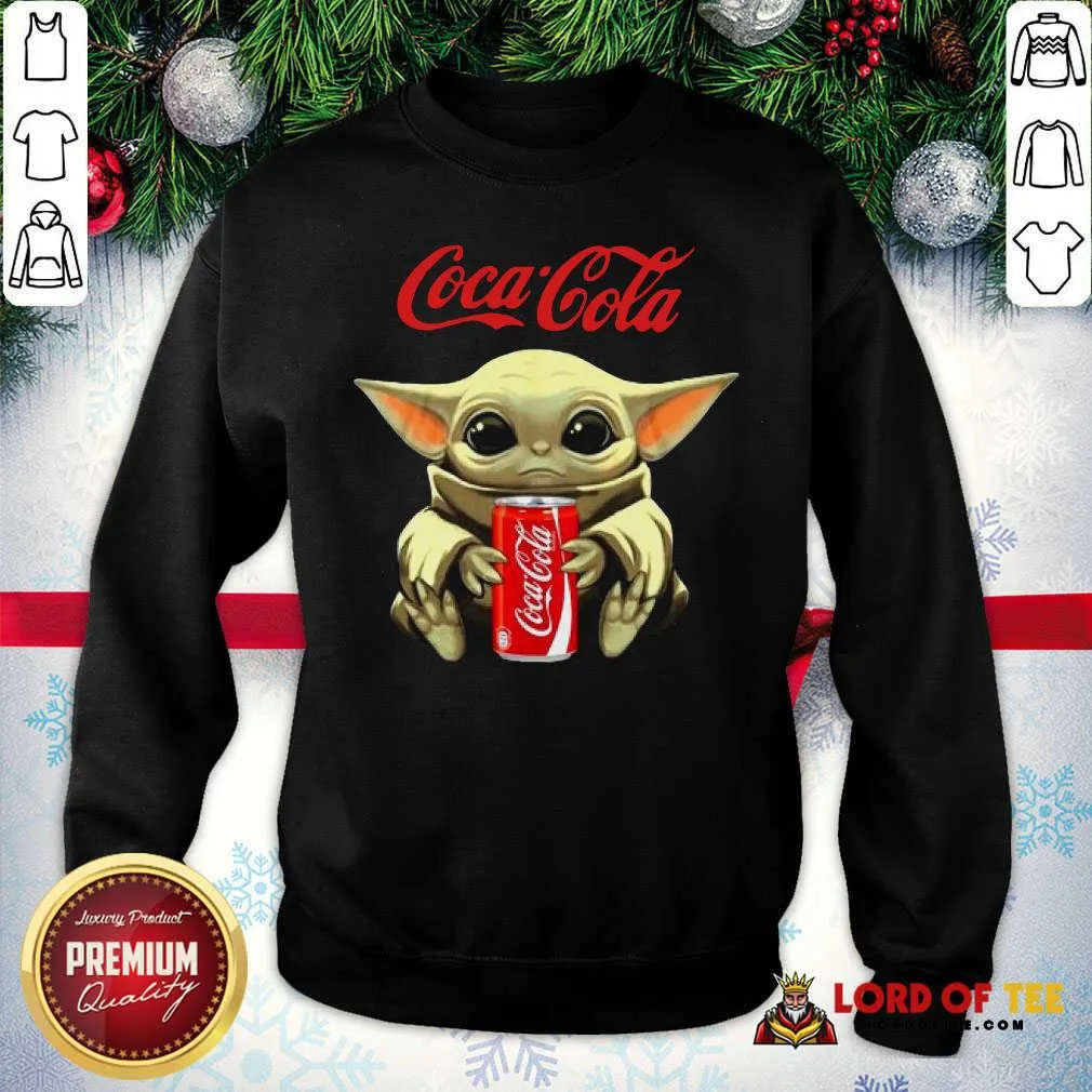 Nice Star Wars Baby Yoda Hugs Coca Cola Soft Drink Shirt - Image 5