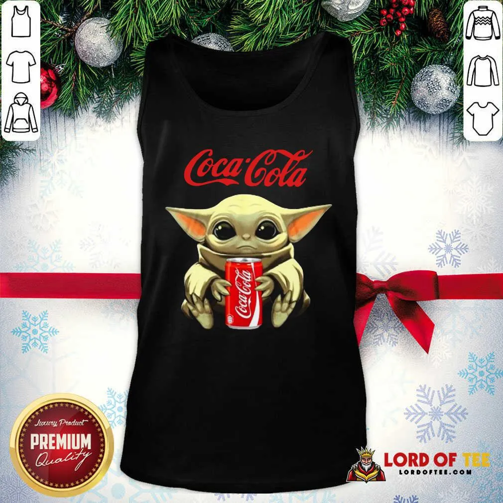 Nice Star Wars Baby Yoda Hugs Coca Cola Soft Drink Shirt - Image 4