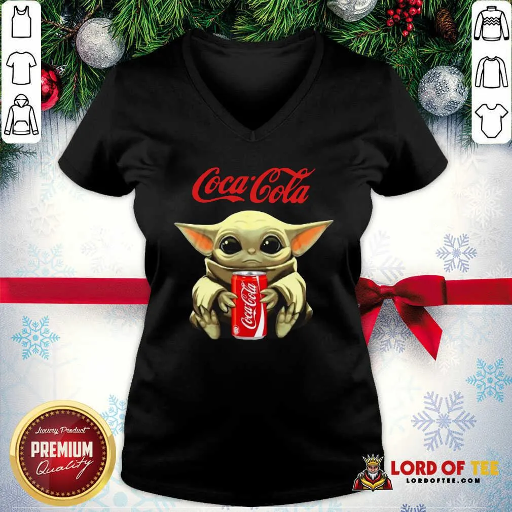 Nice Star Wars Baby Yoda Hugs Coca Cola Soft Drink Shirt - Image 3