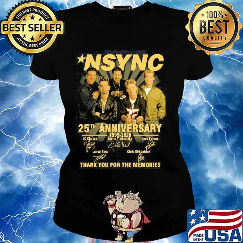 Nsync 25th Anniversary 1995 2020 Thank You For The Memories Signature Shirt Ladies tee