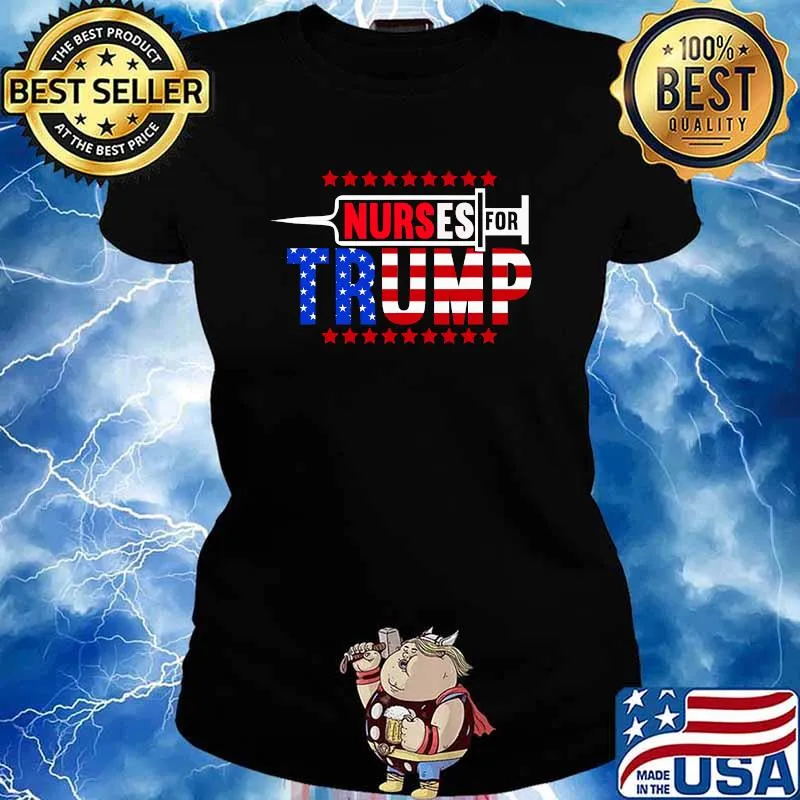 Nurse For Trump 2020 Vaccine Corona Virus American Flag Shirt Ladies tee