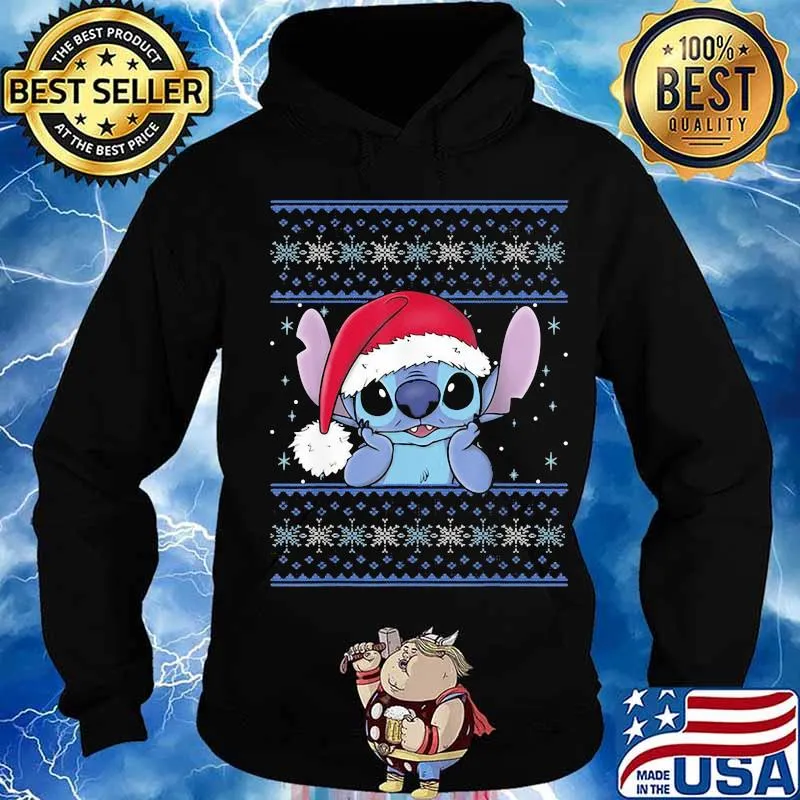 Official Cute Stitch Wear Hat Santa Clause Xmas Shirt Hoodie