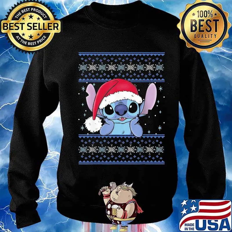 Official Cute Stitch Wear Hat Santa Clause Xmas Shirt Sweater