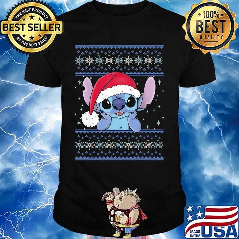 Official Cute Stitch Wear Hat Santa Clause Xmas Shirt