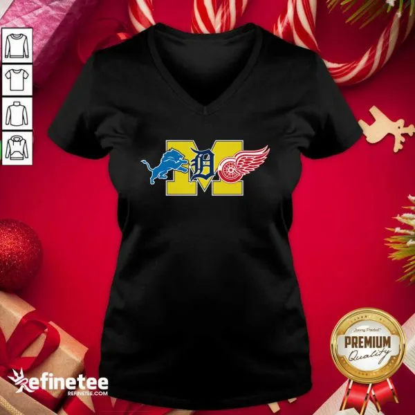 Official Detroit Lions Detroit Red Wings Danville Blue Devils Shirt - Image 2