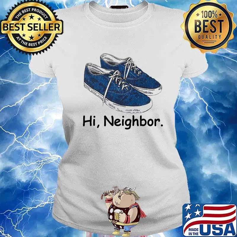 Official Hi Neighbor Shoe Blue Shirt Ladies tee