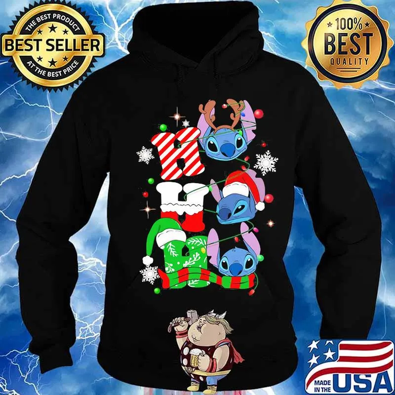 Official Ho Ho Ho Stitch Reindeer Elf Santa Xmas Shirt Hoodie