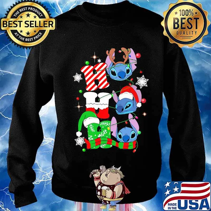 Official Ho Ho Ho Stitch Reindeer Elf Santa Xmas Shirt Sweater