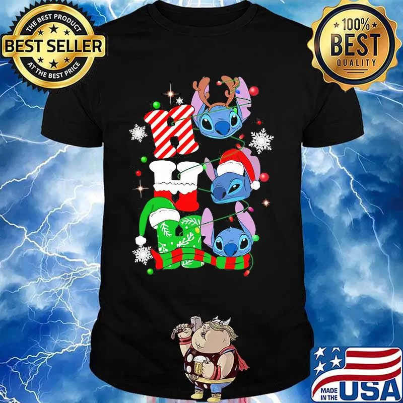 Official Ho Ho Ho Stitch Reindeer Elf Santa Xmas Shirt