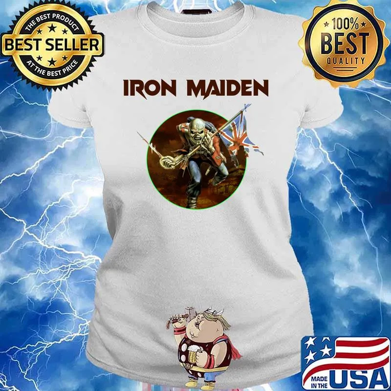 Official Iron Maiden Skull Flag Shirt Ladies tee