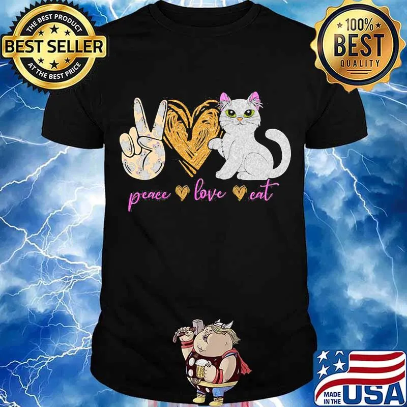 Official Peace Love Eat Cat Heart Shirt