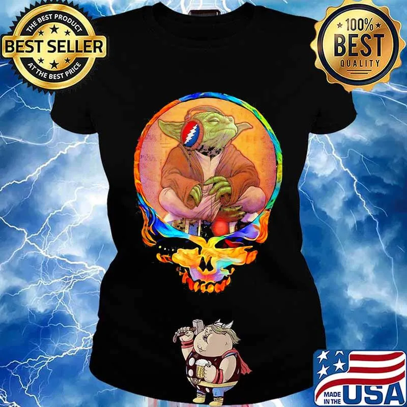 Official Skull Yoda Listen To Grateful Dead Shirt Ladies tee