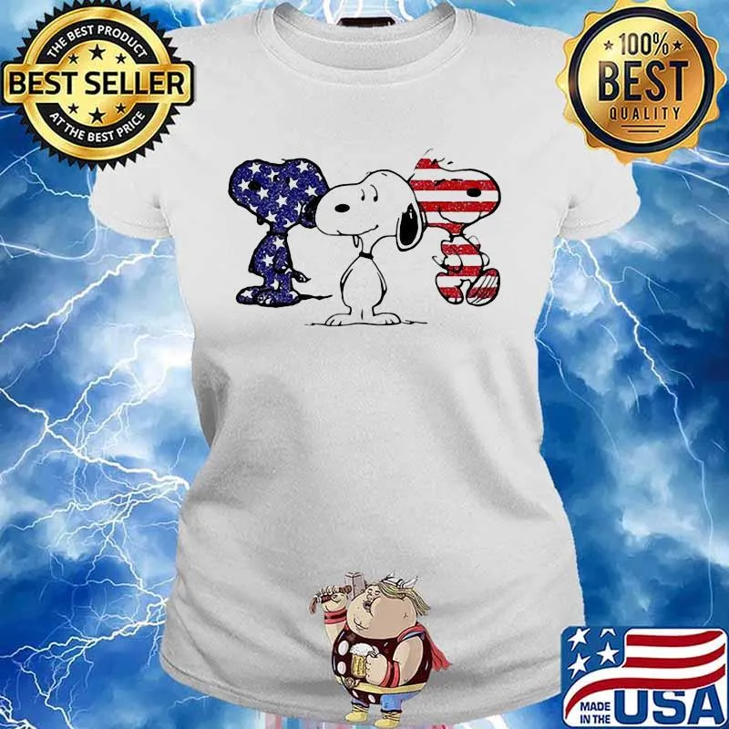 Official Snoopy American Flag Shirt Ladies tee