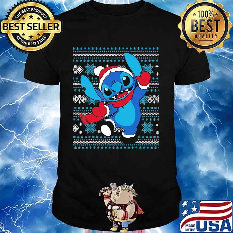 Official Stitch Wear Pajama Watching Santa Xmas Shirt