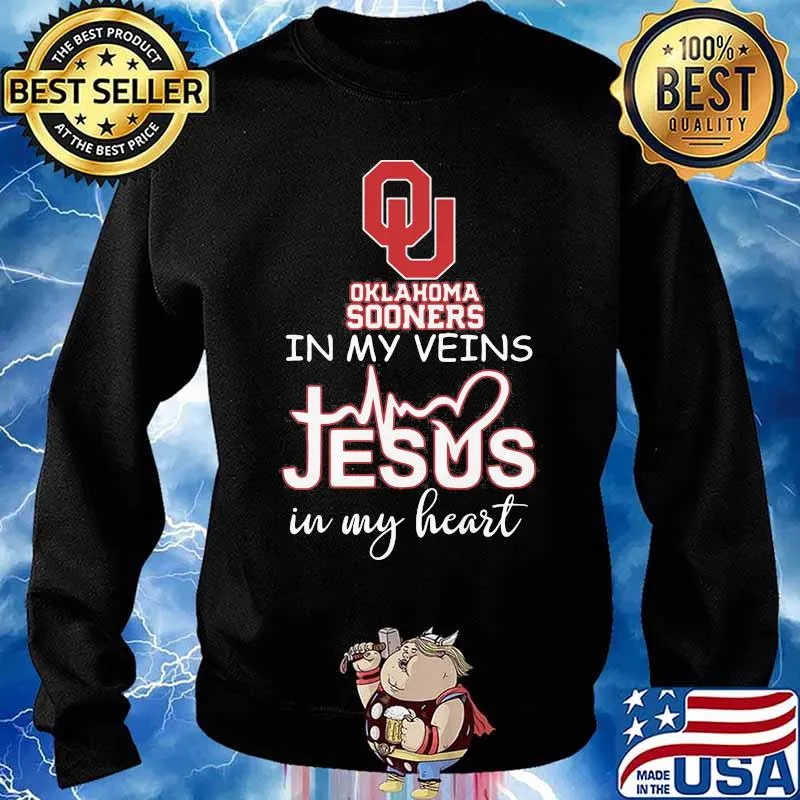 Oklahoma Sooners In My Veins Jesus In My Heart Football Shirt Sweater