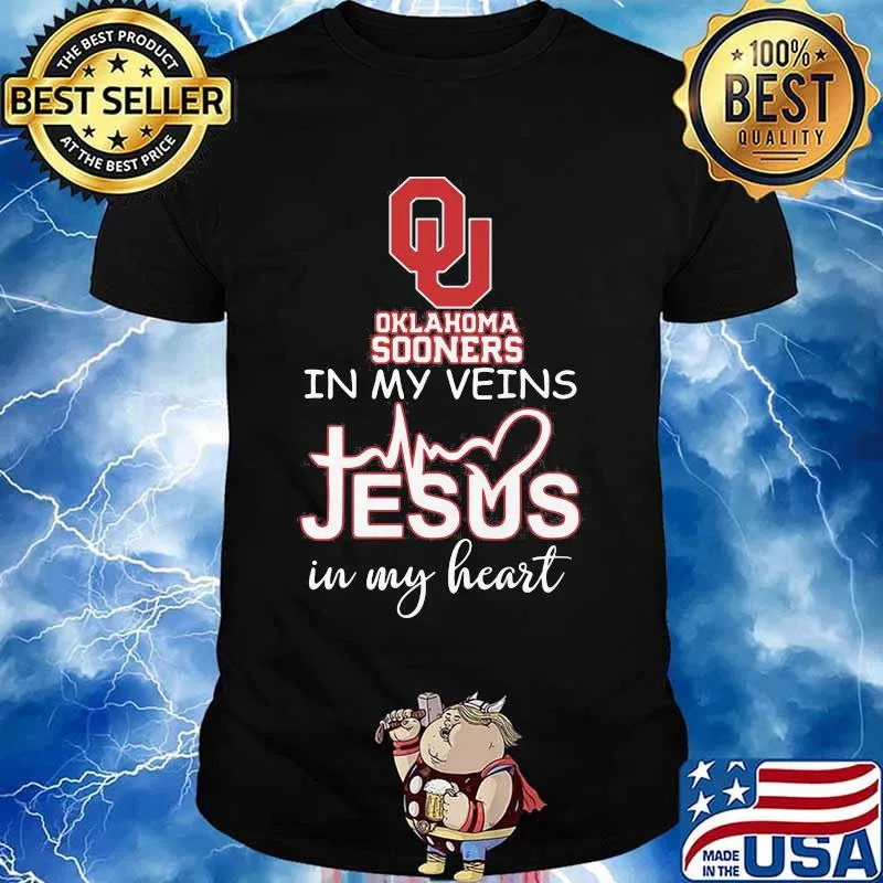 Oklahoma Sooners In My Veins Jesus In My Heart Football Shirt