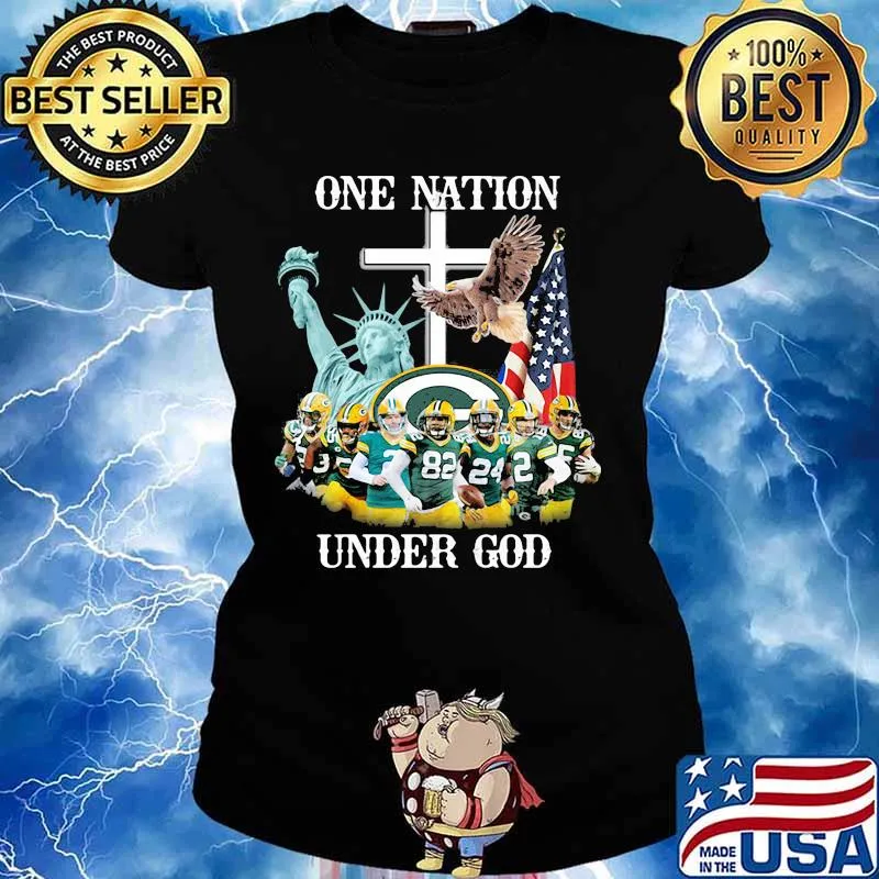 One Nation Under God American Flag Liberties Green Bay Packers Team Shirt Ladies tee