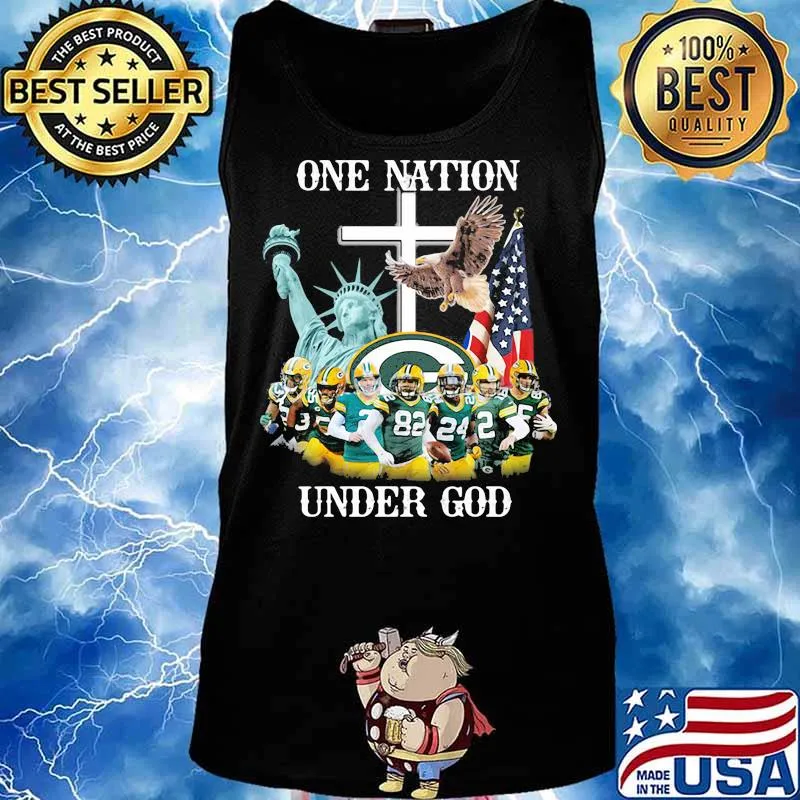 One Nation Under God American Flag Liberties Green Bay Packers Team Shirt Tank top