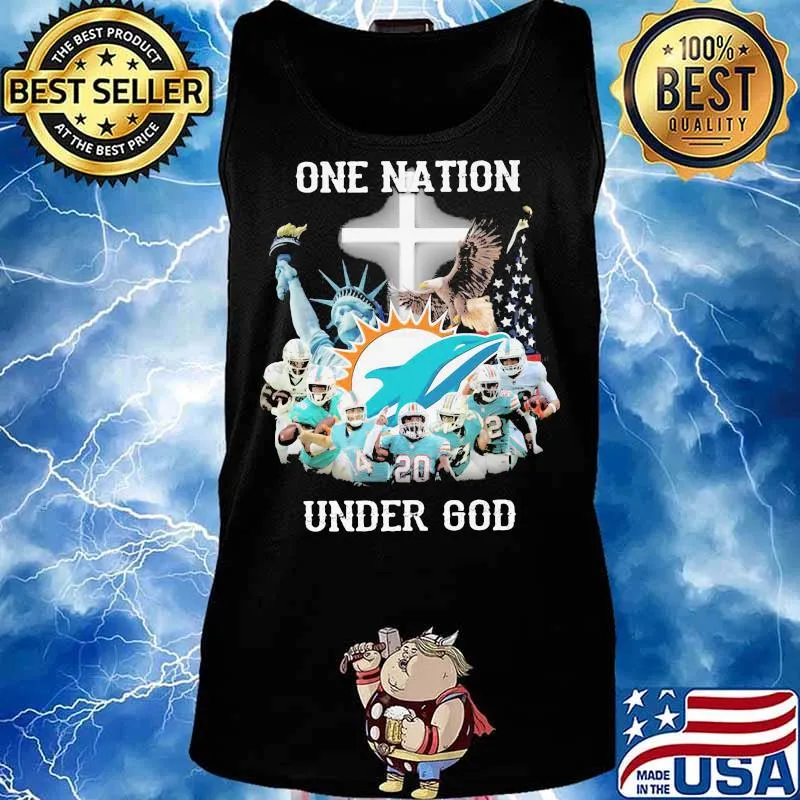 One Nation Under God Dolphins Miami Football American Flag Shirt Tank top