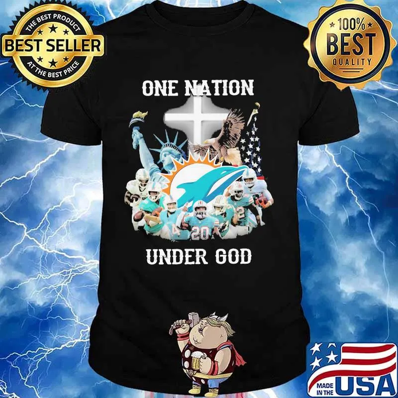 One Nation Under God Dolphins Miami Football American Flag Shirt
