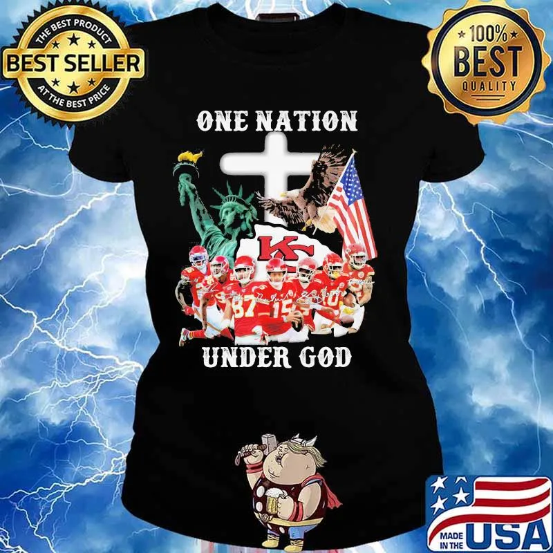 One Nation Under God Liberies American Flag Shirt Ladies tee