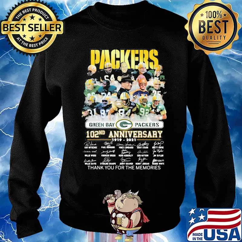 Packers Green Bay 102nd Anniversary 1919 2021 Thank You For The Memories Signature Shirt Sweater