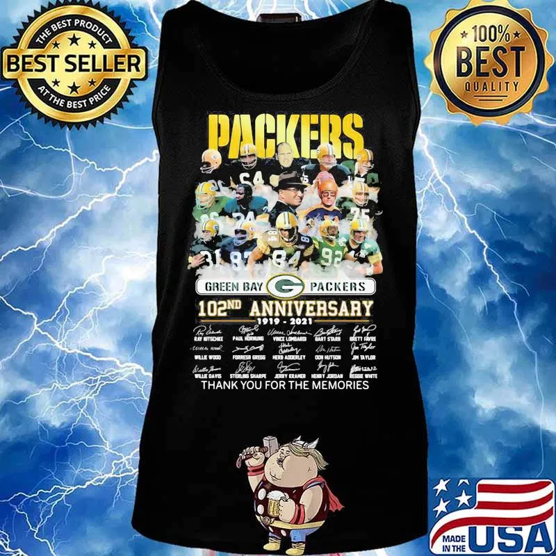 Packers Green Bay 102nd Anniversary 1919 2021 Thank You For The Memories Signature Shirt Tank top