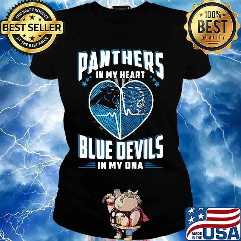 Panthers In My Heart Blue Devils In My Dna Football Shirt Ladies tee