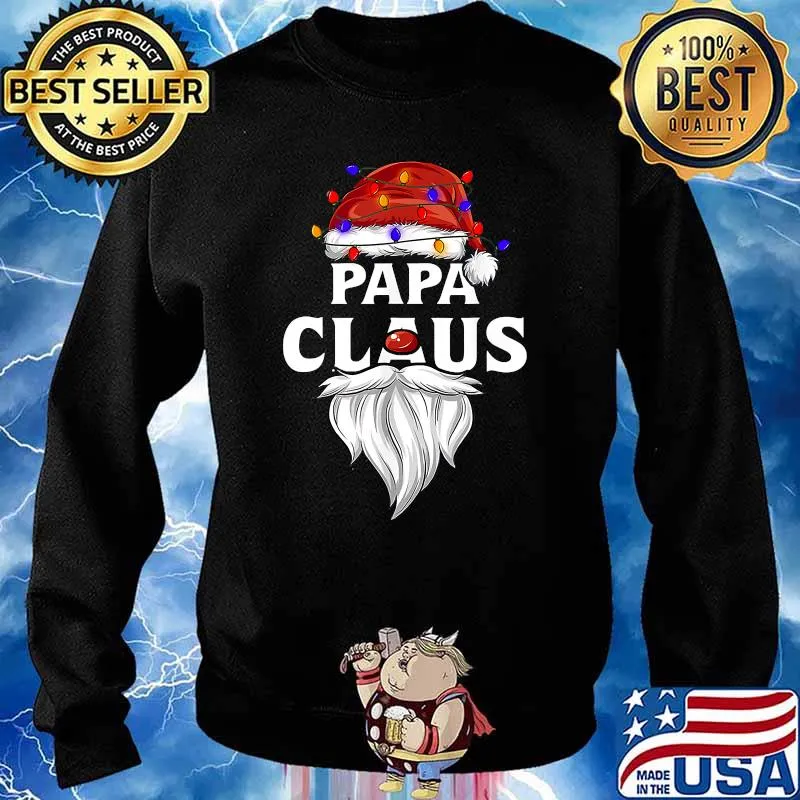 Papa Claus Pun Joke Santa Daddy Christmas Lights Shirt Sweater