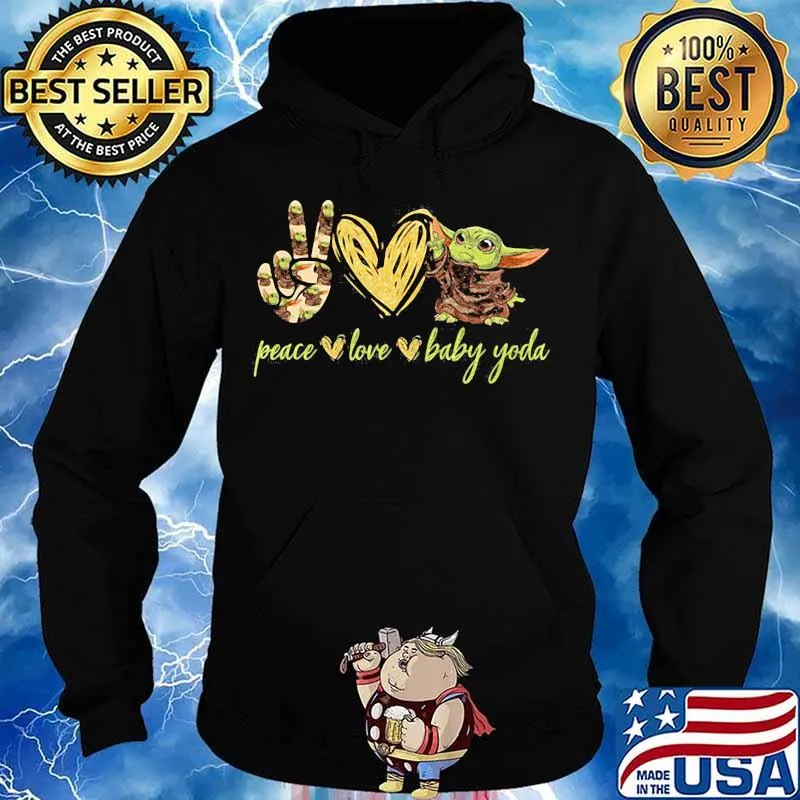 Peace Love Baby Yoda Heart Shirt Hoodie