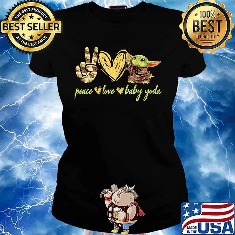 Peace Love Baby Yoda Heart Shirt Ladies tee