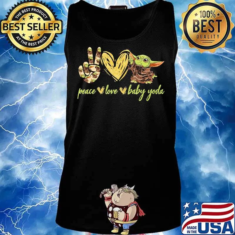 Peace Love Baby Yoda Heart Shirt Tank top